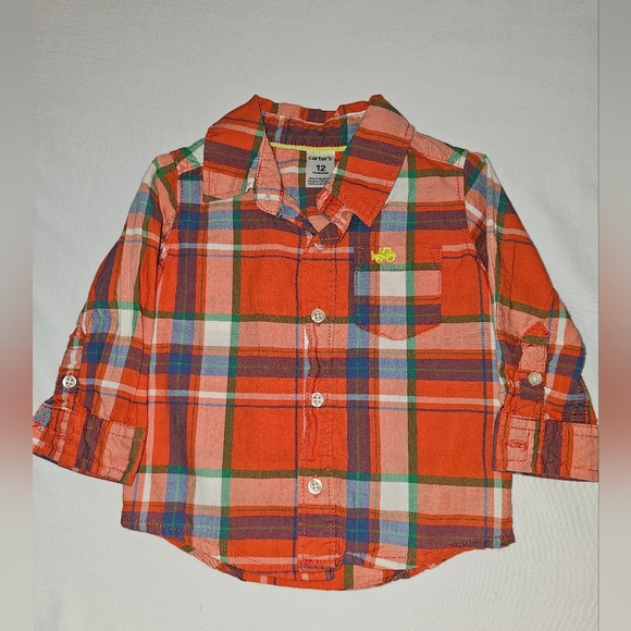 Carter's Other - Carters Button Up Long Sleeve Plaid Red Blue Green Yellow SZ 12 Month